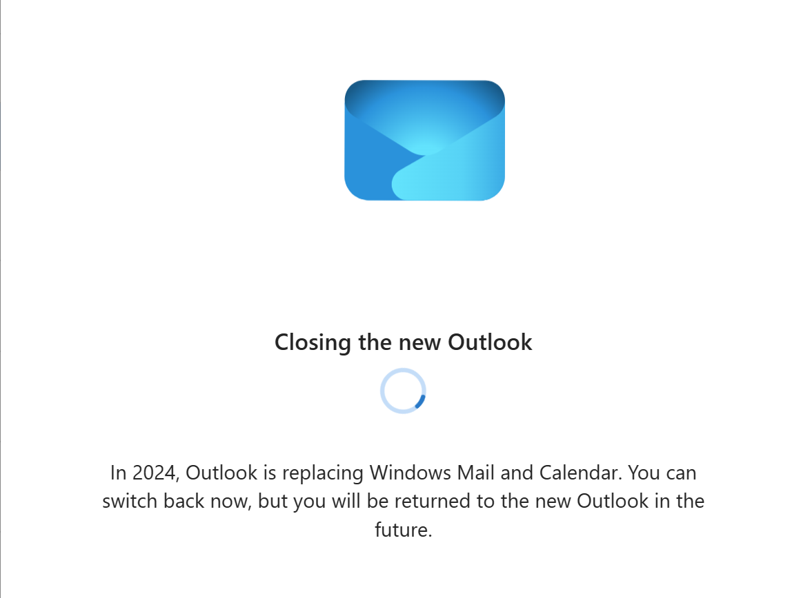 Warning message about Outlook's return