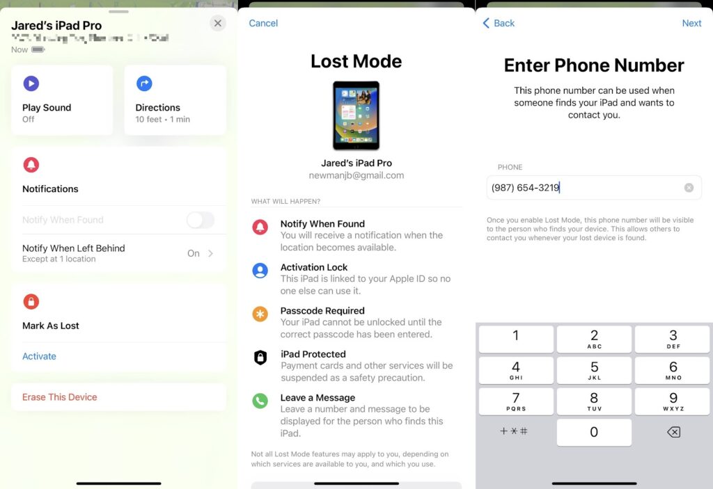 Activating Lost Mode for an iPad in Apple