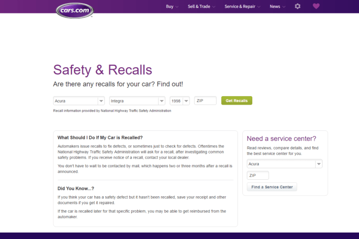 car recall find out info