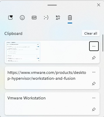 Accessing Windows 11 clipboard history