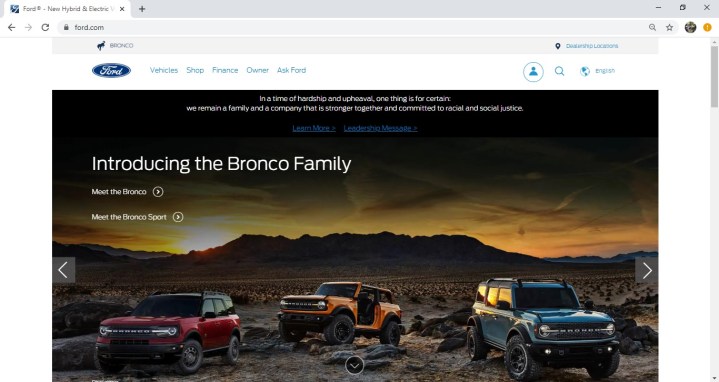 Ford Website Homepage