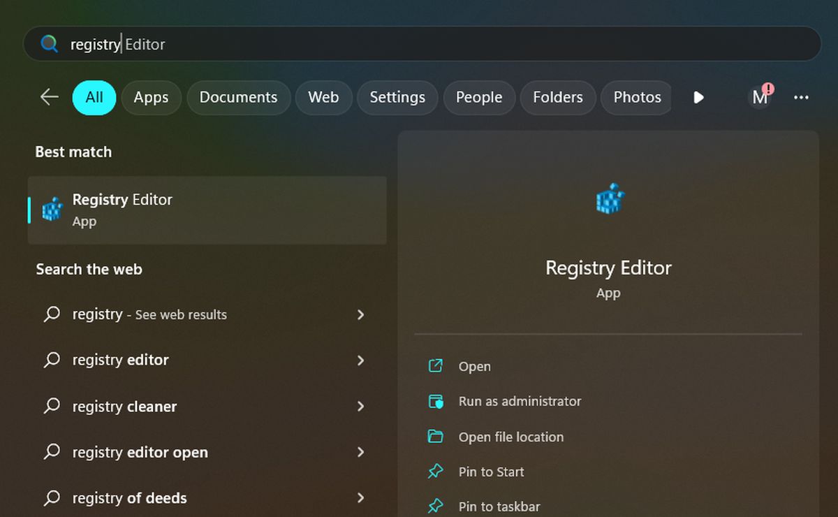 Registry Editor in Windows 11