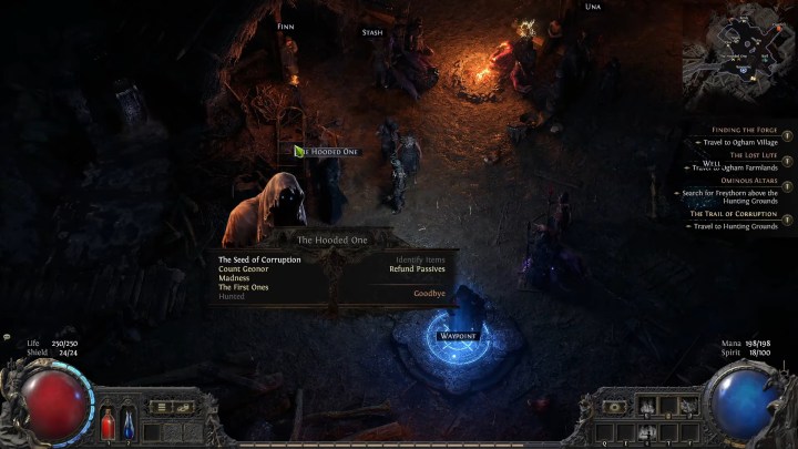 A character talking to the hooded one in Path of Exile 2.