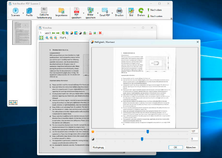 alt text: A screenshot of the Not Another PDF Scanner 2 (Naps2) software interface displaying options for editing and saving a scanned document. The software is user-friendly and compatible with various scanner models.