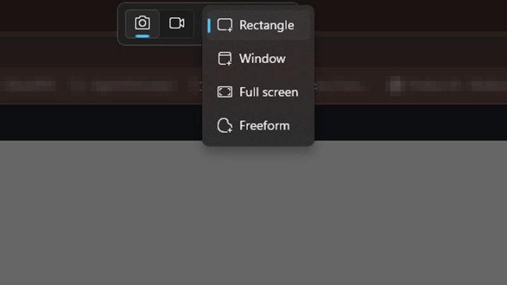 Snipping tools modes in Windows 11.