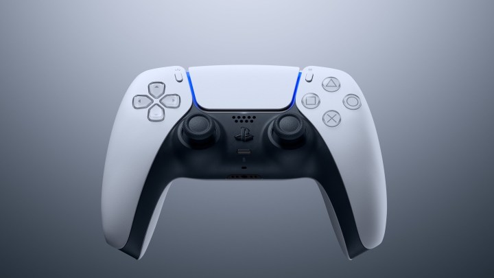 PS5 Dual Sense controller on a dark background.