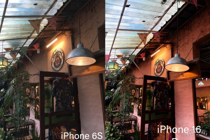 Comparison of pictures taken by iPhone 16 Pro and iPhone 6S in an alley.