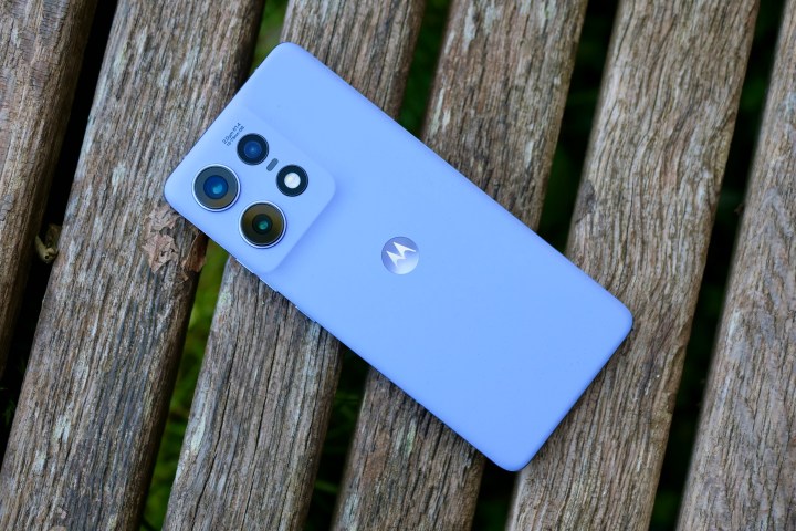 alt: The back of the Motorola Edge 50 Pro in a light blue-green color, demonstrating Motorola's diverse color palette.