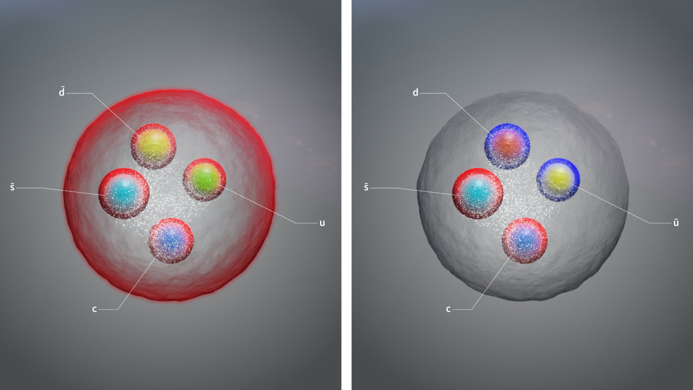 Illustrations of the two newly discovered tetraquarks.