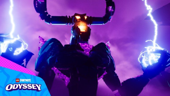 An image of the Storm King in Lego Fortnite Odyssey.