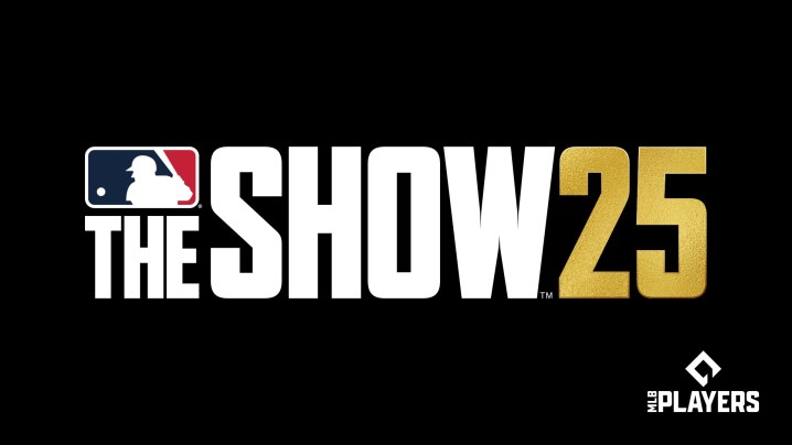 alt text: The MLB The Show 25 logo against a dark background.