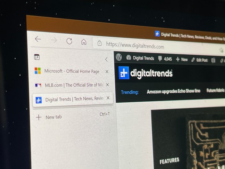 Vertical tabs within Microsoft Edge.