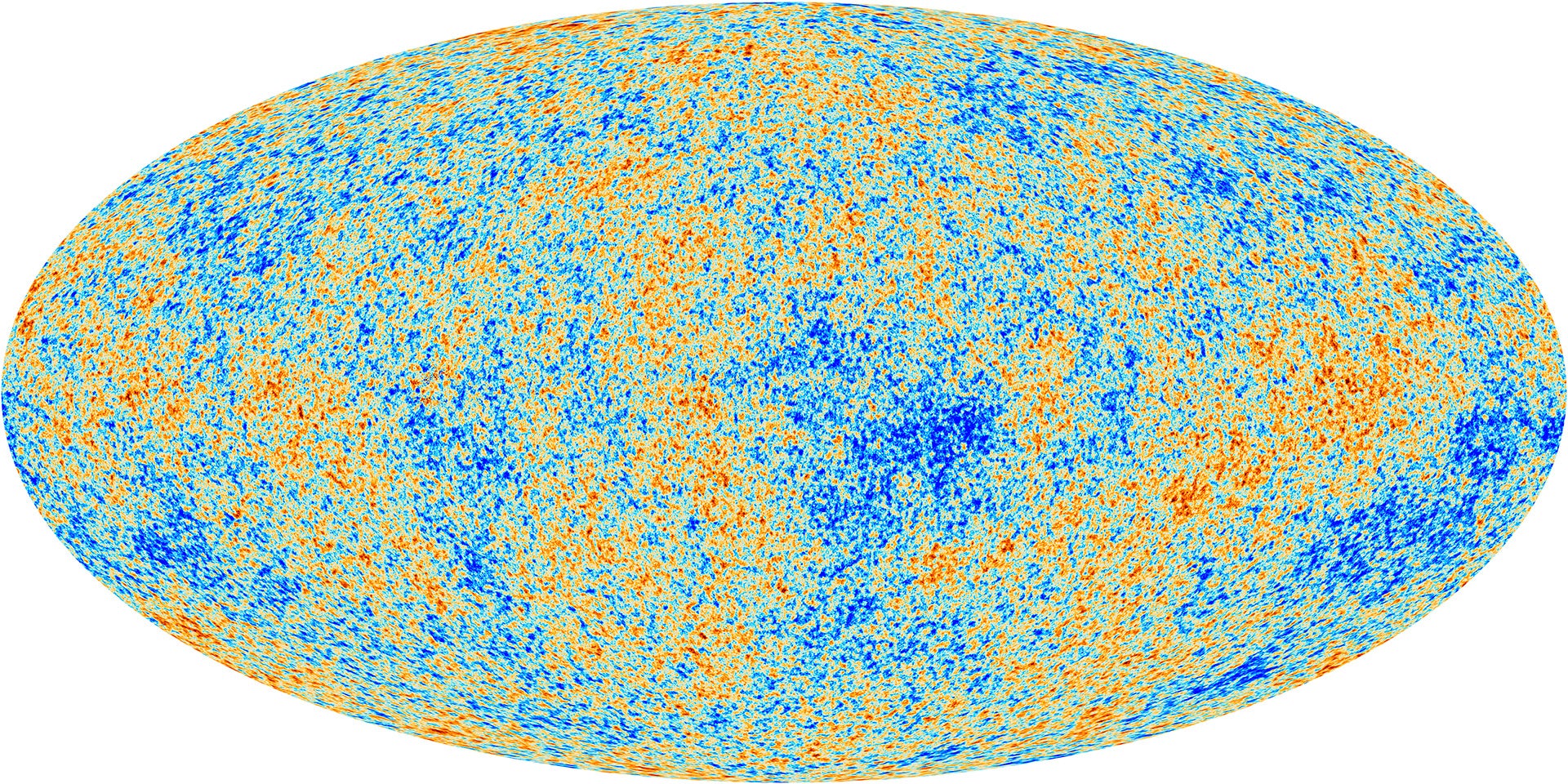 The cosmic microwave background as seen by the European Space Agency’s Planck observatory.