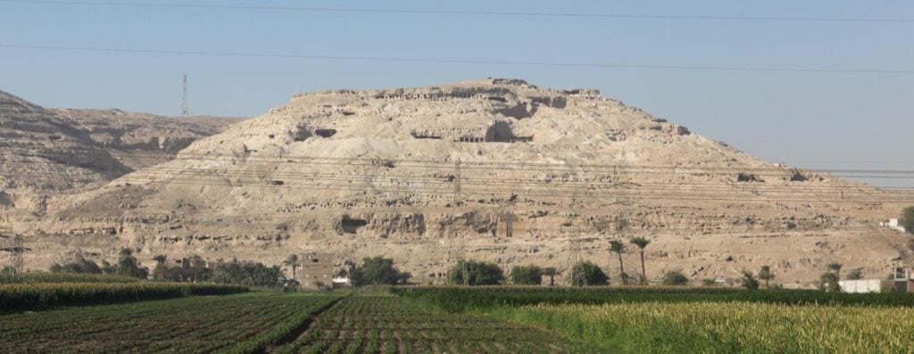 View of Gebel Asyut al-gharbi necropolis 