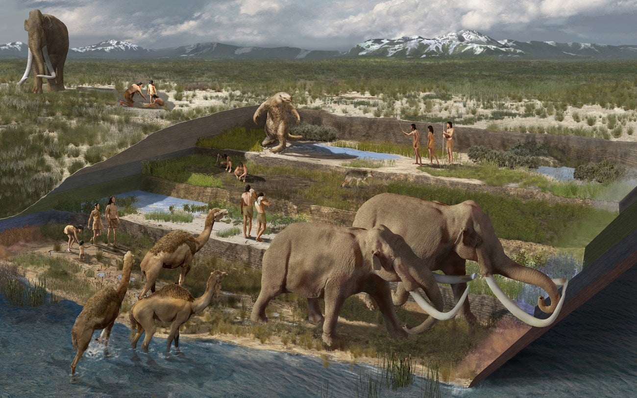 An artist’s illustration of what the region looked like at different points in the last Ice Age.