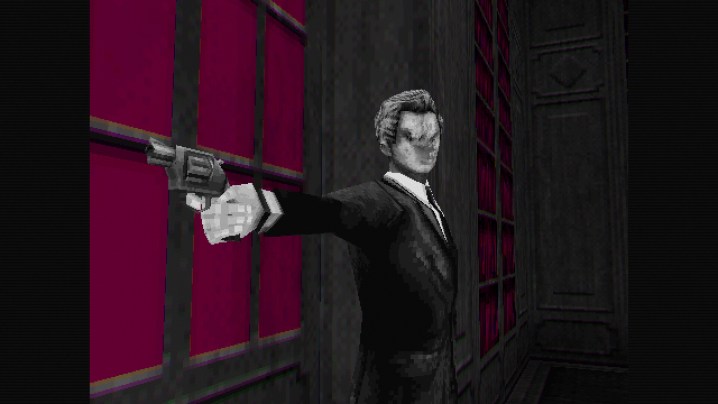 A man holds a gun in Lorelei and the Laser Eyes.