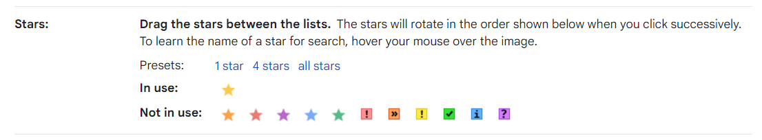 Gmail stars