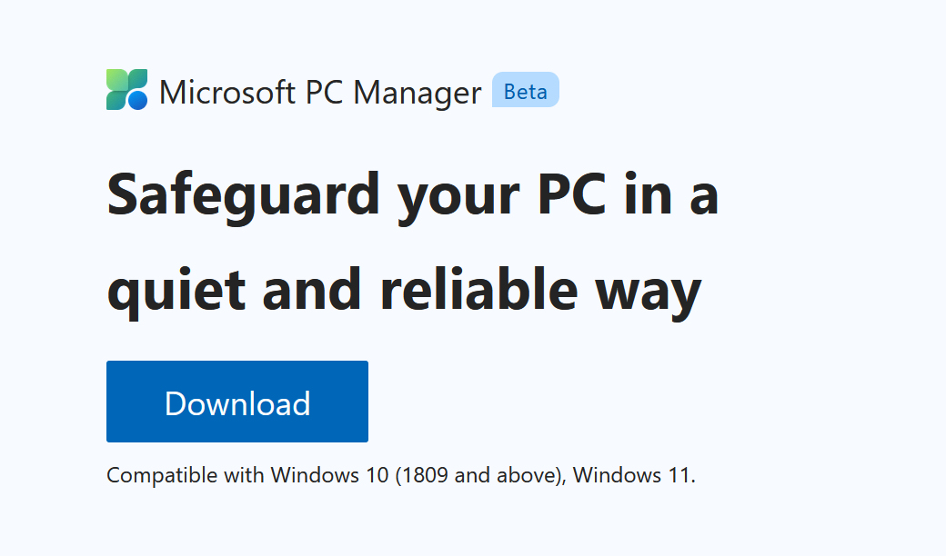 Microsoft PC Manager Interface