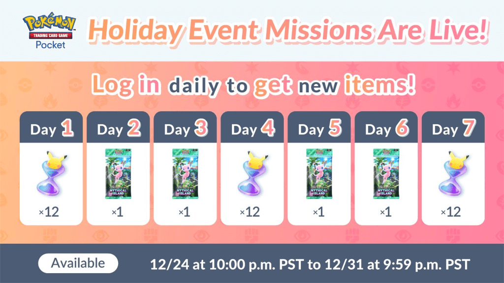 Free Rewards in Pokémon TCG Pocket's Holiday Login Event