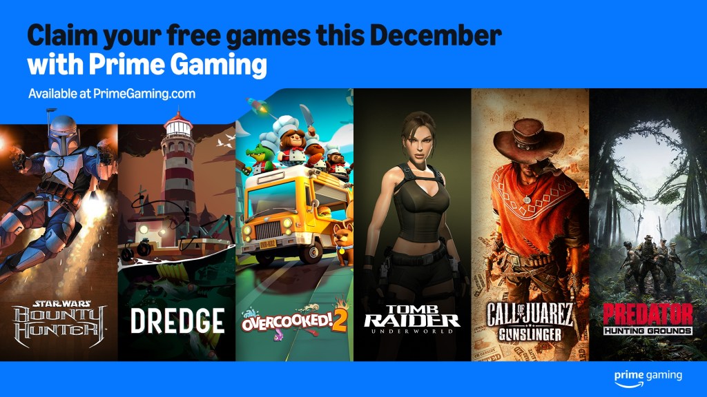 alt text: Promotional image showcasing the free games available on Prime Gaming for December 2024.