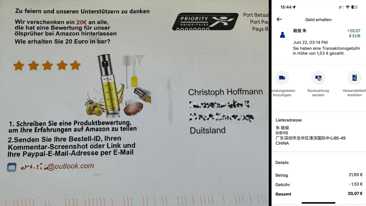 Amazon-Postkarte-Paypal