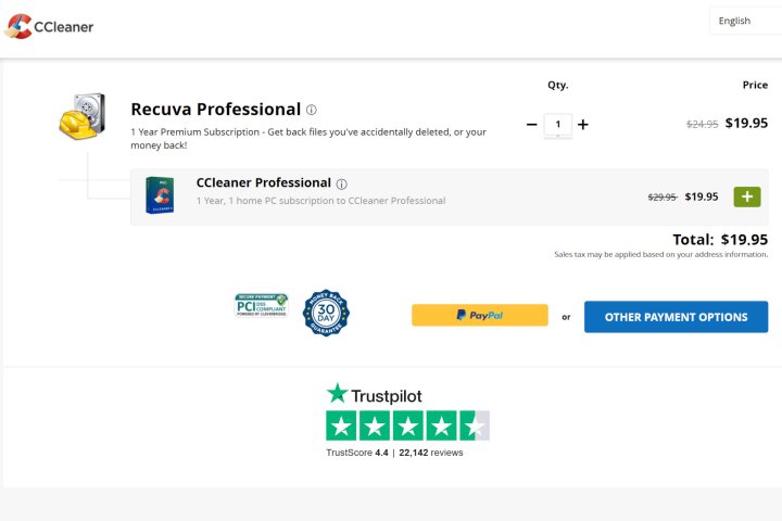 Recuva Professional's one-year subscription is very affordable.