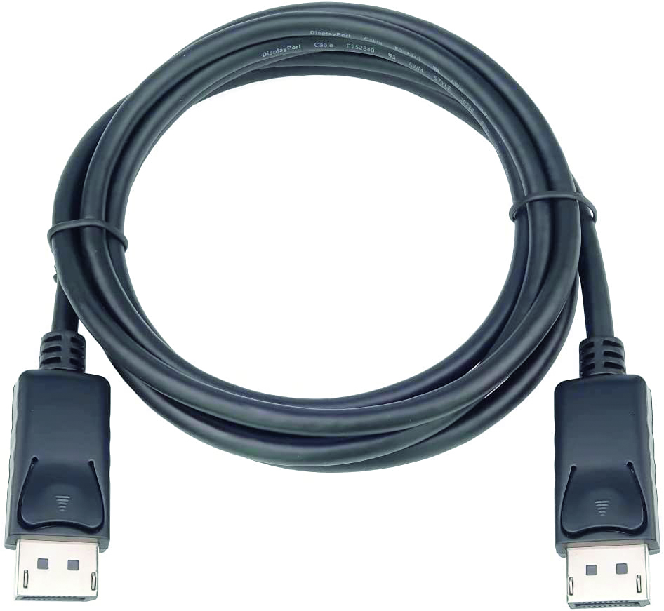 DisplayPort cable connected to a monitor