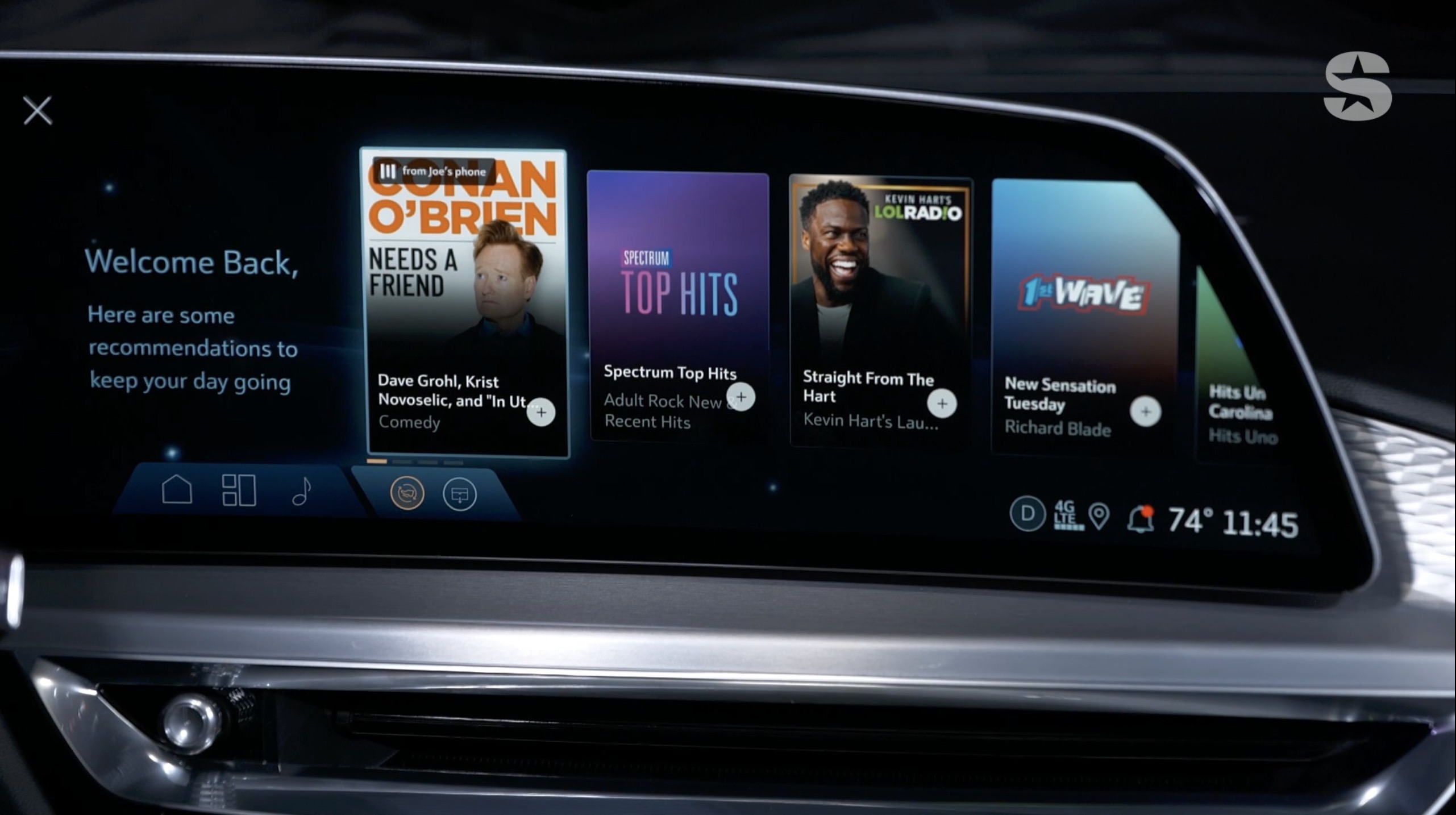 An unreleased version of the new SiriusXM app on a Cadillac Lyric EV.