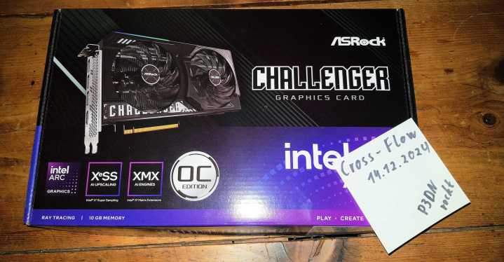 An image showing the Intel Arc B570 graphics card package.