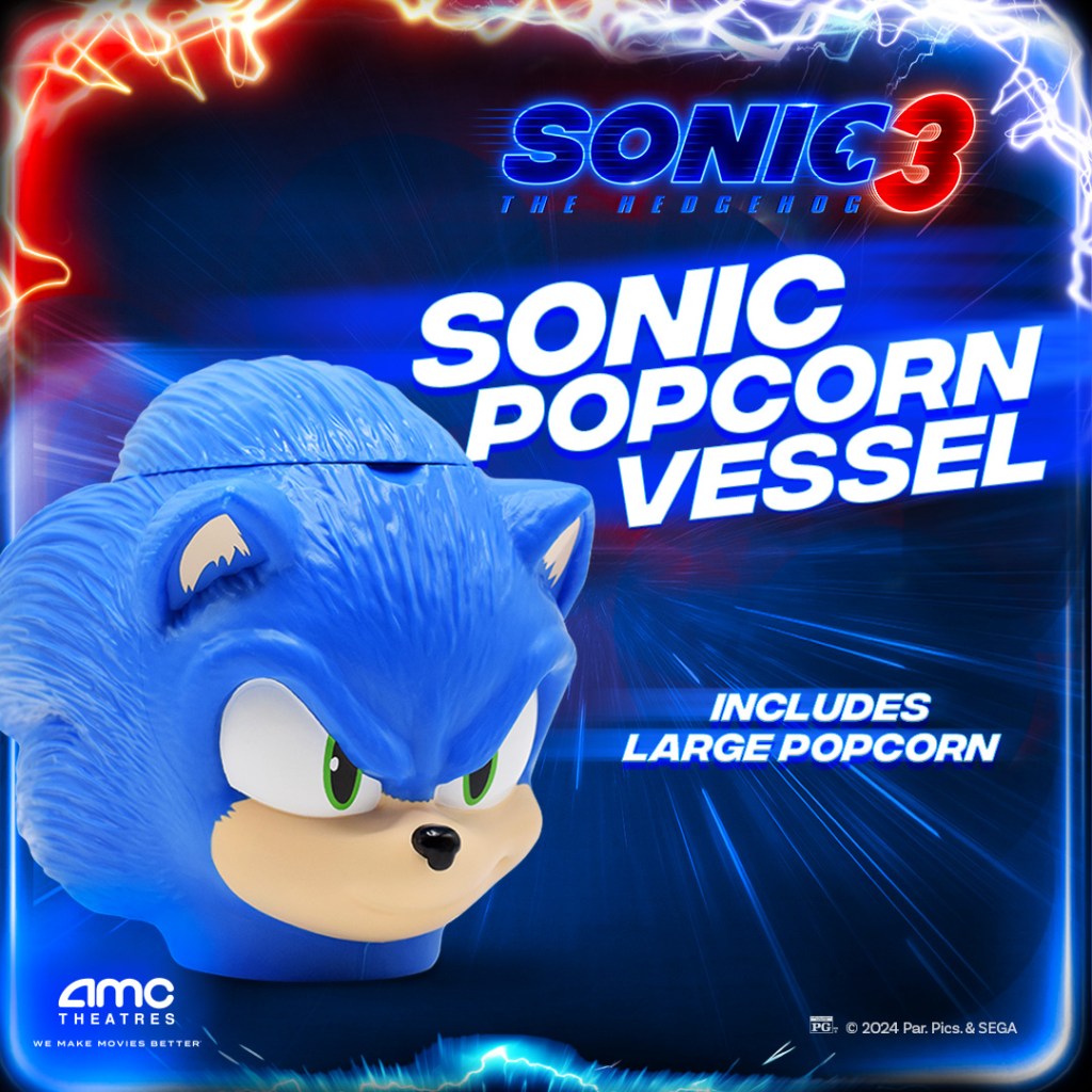 alt text: Sonic the Hedgehog 3 popcorn bucket at AMC theaters