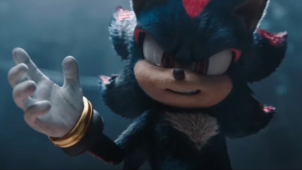 Shadow the Hedgehog confronting Sonic, Tails, and Knuckles