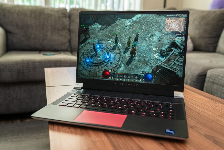 Diablo 4 running on the Alienware x16. Alt text: Screenshot of Diablo 4 gameplay on the Alienware x16 gaming laptop, showcasing its performance capabilities.