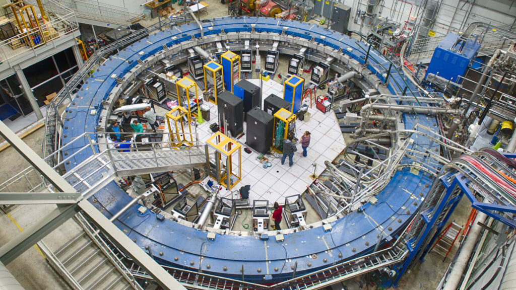 The g-2 storage-ring magnet at Fermilab.