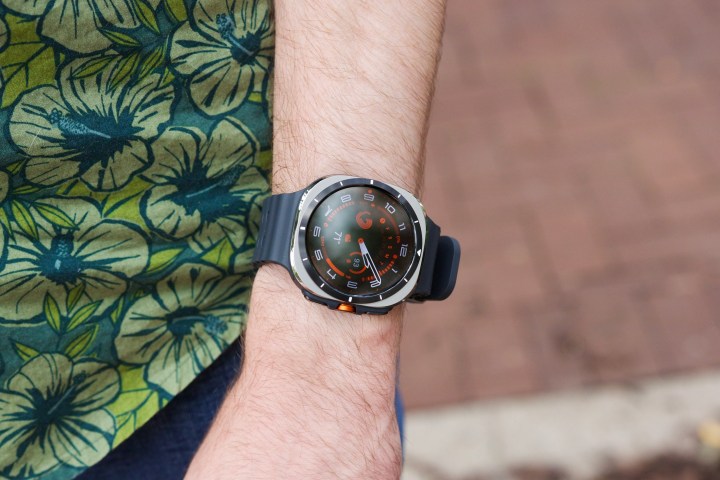 A person wearing the Samsung Galaxy Watch Ultra.