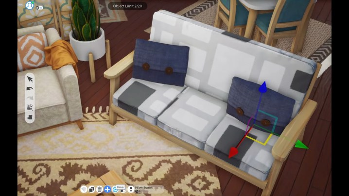 Someone adjusting a pillow in The Sims 5.