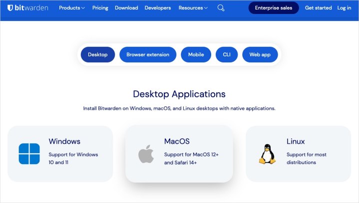 Bitwarden desktop website.