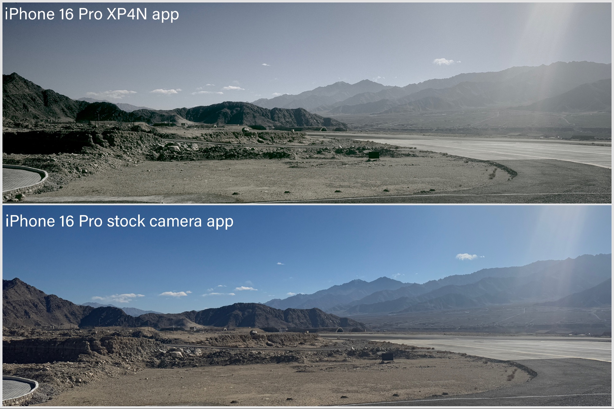 Comparison between stock iPhone camera and XP4N app photos.