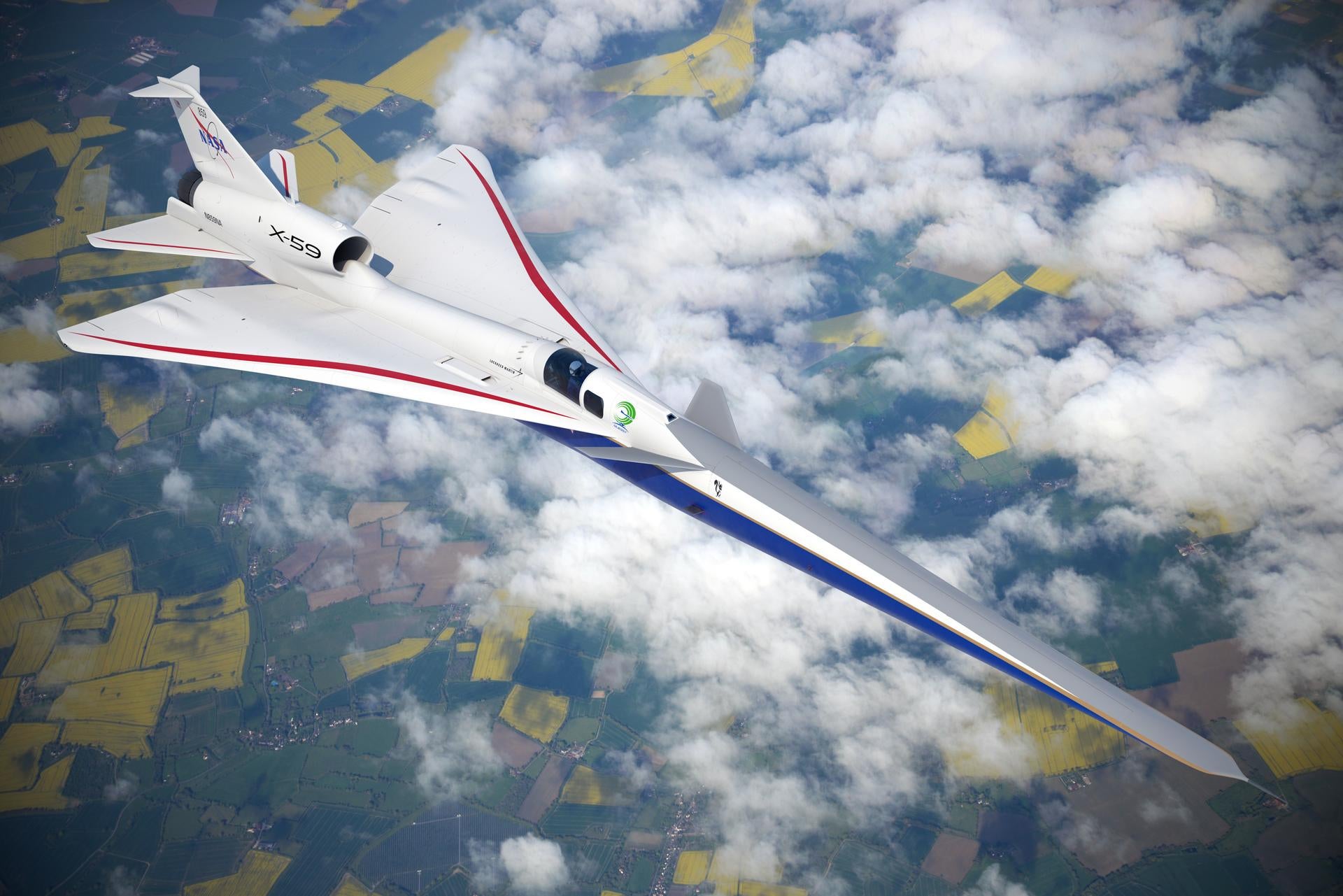 An artist’s depiction of the X-59 in flight.