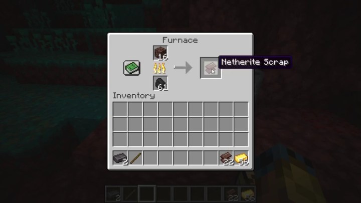 Smelting netherite in Minecraft.