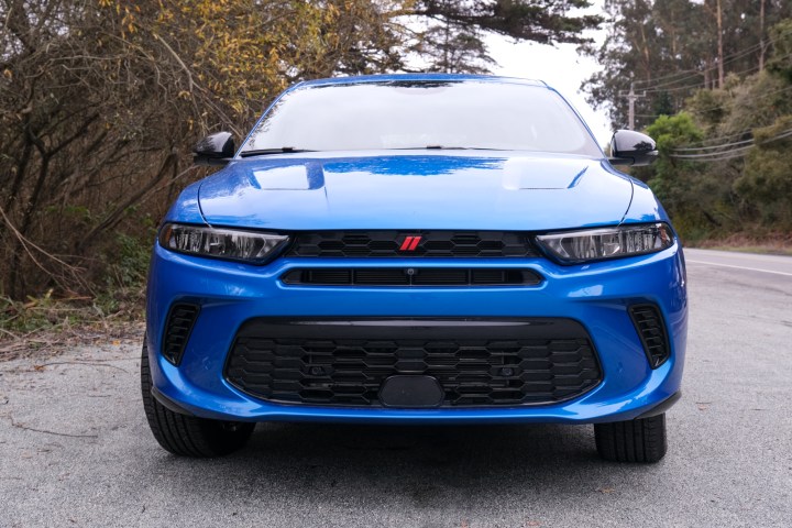 A frontal view of a Dodge Hornet R/T.