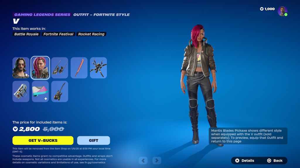 Cyberpunk 2077 Cosmetics in Fortnite