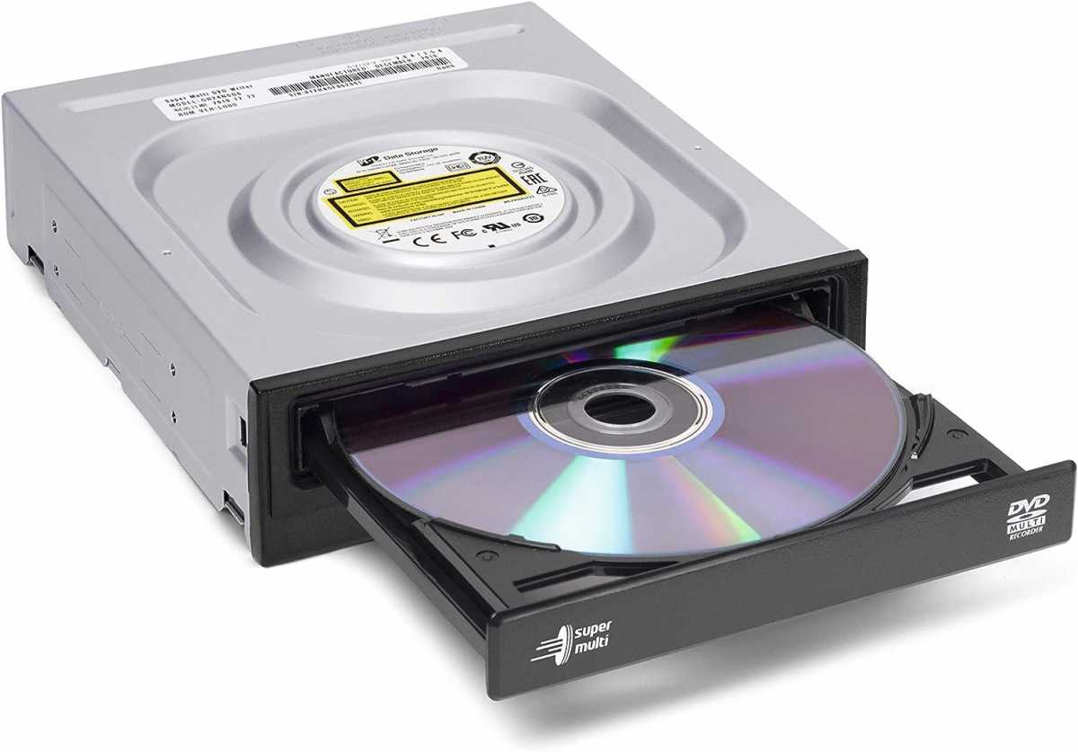 alt text: A Hitachi DVD burner, demonstrating that optical drives are still relevant.