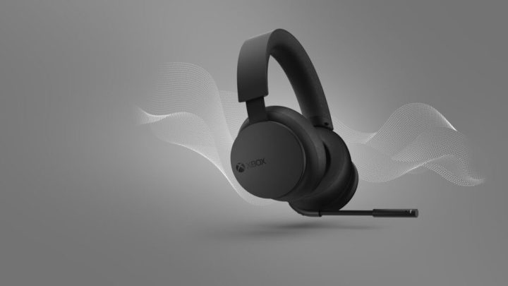 An updated black Xbox Wireless Headset on a gray background.