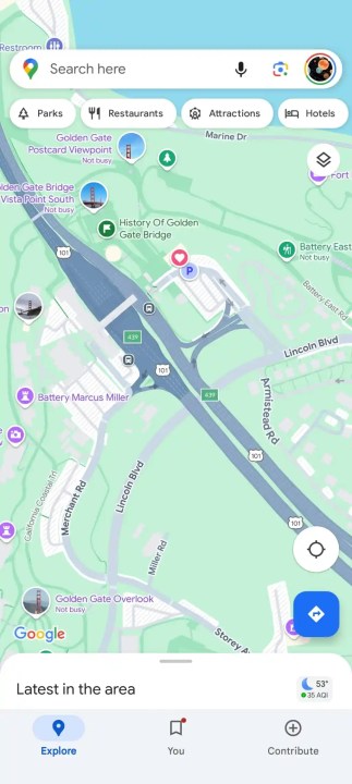 Alt text: Screenshot of the old Google Maps interface with blue accents on buttons and labels.