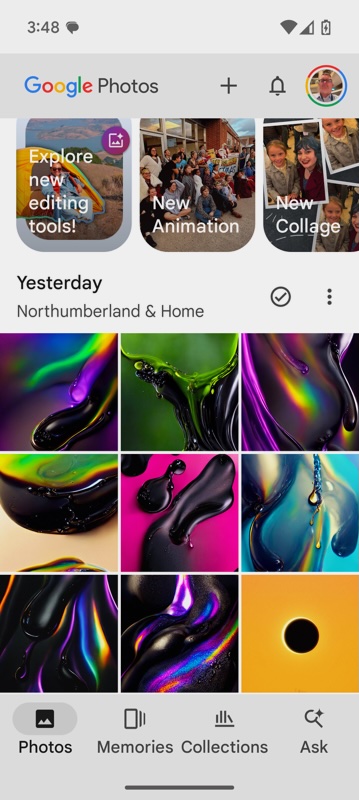 Former Google Photos Memories Tab on Android