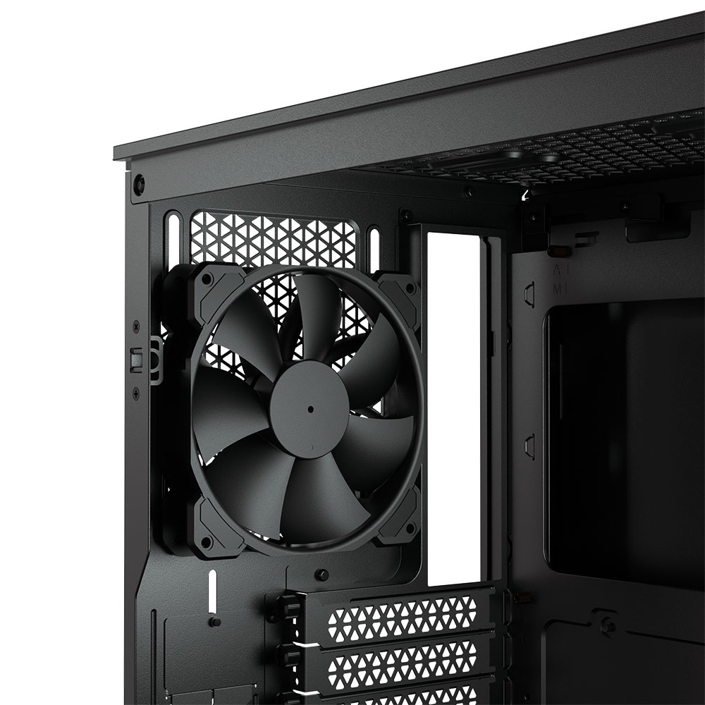 alt text: Corsair fans in a PC case