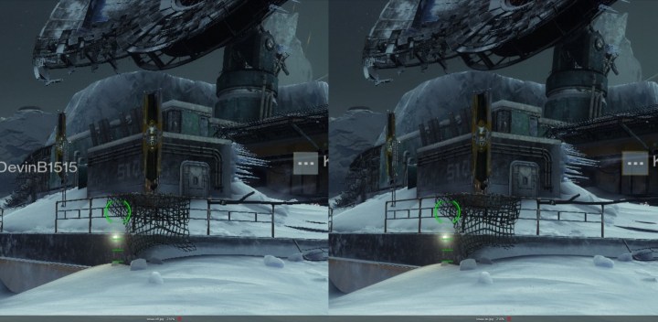 Alt text: A comparison of SMAA in Destiny 2, demonstrating its edge smoothing capabilities.