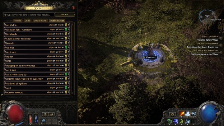 Social screen in Path of Exile 2.