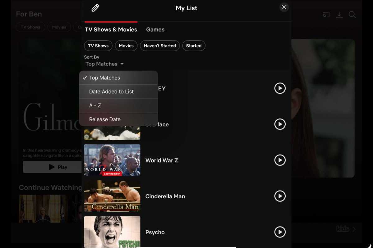 Neflix My List