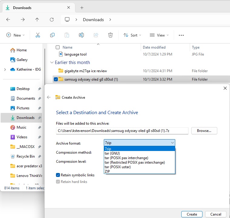 Create archive Windows 11